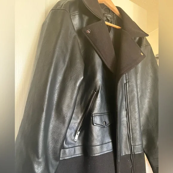 NWT Leather & Wool Trench Jacket Women’s XXL - Picture 2 of 7